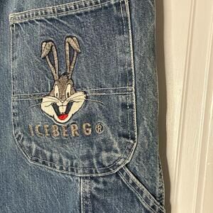 Vintage Iceberg Mens Carpenter Jeans w Bugs Bunny on Back Pocket 28L x 34W - Y2K